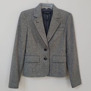 Club Monaco Jacket Womens 0 Herringbone Tweed Wool Blend Blazer Equestrian Coat